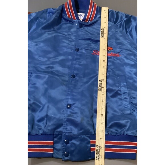 Vintage Chalk Line Studabaker's Atlanta GA Car Blue/Red Satin Jacket Sz Small - Picture 11 of 16